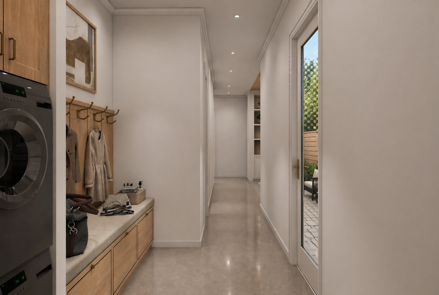 Downstairs laundry hallway